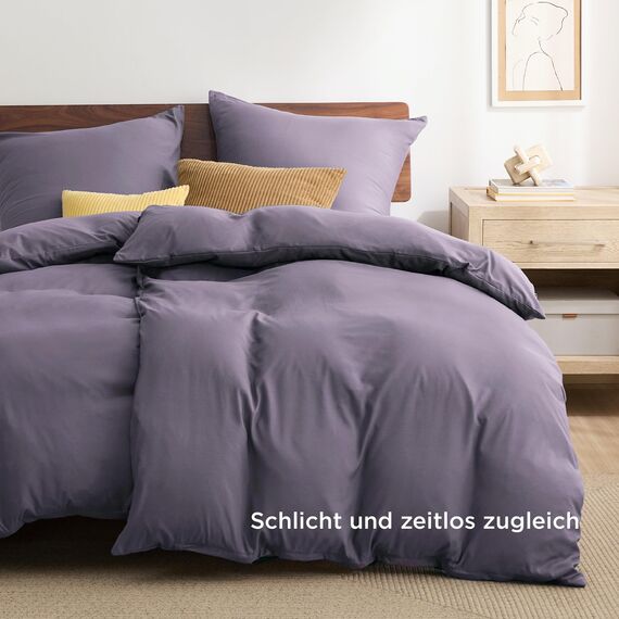 BEDSURE Bettwäsche 135x200 4teilig Grauviolett - 2 Bettbezüge 135x200 cm + 2 Kissenbezüge 80X80 cm, ÖKO-TEX Bettwäsche-Sets Violett Polyester Mikrofaser mit Reißverschluss