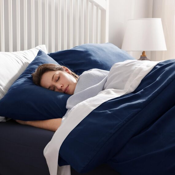 BEDSURE Bettwäsche 200x220 3teilig Marineblau - 1 Bettbezug 200x220 cm + 2 Kissenbezüge 80X80 cm, ÖKO-TEX Bettwäsche-Sets Blau Polyester Mikrofaser mit Reißverschluss