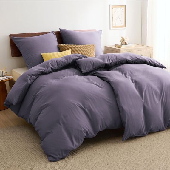 BEDSURE Bettwäsche 135x200 4teilig Grauviolett - 2 Bettbezüge 135x200 cm + 2 Kissenbezüge 80X80 cm, ÖKO-TEX Bettwäsche-Sets Violett Polyester Mikrofaser mit Reißverschluss