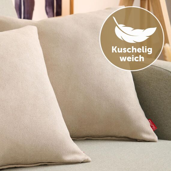Blumtal 2er Set Kissenbezug 45x45 Taupe - kuschelige Chenille Kissenbezüge mit verstecktem Reißverschluss, Oekotex Zertifizierte Kissenhülle für Deko-Kissen Sofakissen Polster & Zierkissen