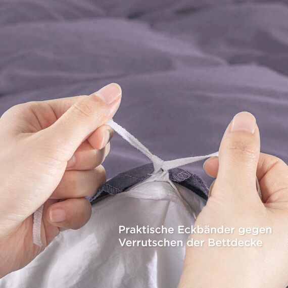 BEDSURE Bettwäsche 155x220 3teilig Grauviolett - 1 Bettbezug 155x220 cm + 2 Kissenbezüge 80X80 cm, ÖKO-TEX Bettwäsche-Sets Violett Polyester Mikrofaser mit Reißverschluss