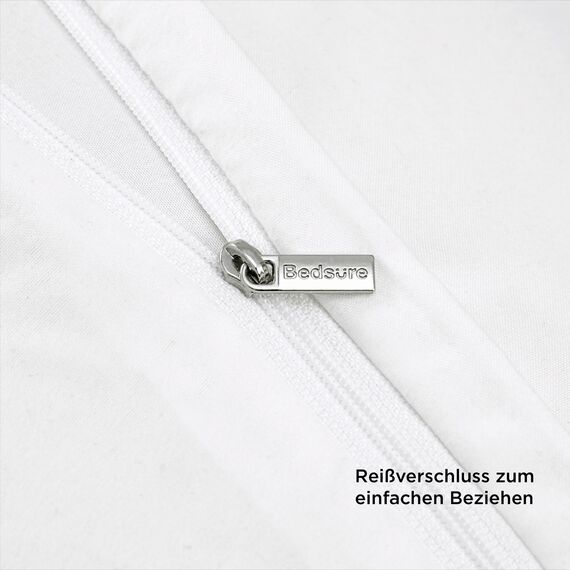 BEDSURE Bettwäsche 135x200 4teilig Weiß - 2 Bettbezüge 135x200 cm + 2 Kissenbezüge 80X80 cm, ÖKO-TEX Bettwäsche-Sets Weiß Polyester Mikrofaser mit Reißverschluss