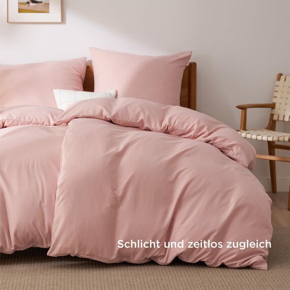 BEDSURE Bettwäsche 135x200 Blasses Erröten - 2 Bettbezüge 135x200 cm 2 Kissenbezüge 80X80 cm, ÖKO-TEX Bettwäsche-Sets Rosa Polyester Mikrofaser mit Reißverschluss
