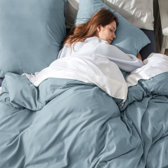 BEDSURE Bettwäsche 135x200 2teilig Mineralblau - 1 Bettbezug 135x200 cm + 1 Kissenbezug 80X80 cm, ÖKO-TEX Bettwäsche-Sets Blau Polyester Mikrofaser mit Reißverschluss