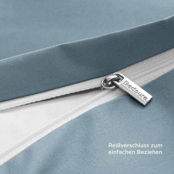 BEDSURE Bettwäsche 135x200 2teilig Mineralblau - 1 Bettbezug 135x200 cm + 1 Kissenbezug 80X80 cm, ÖKO-TEX Bettwäsche-Sets Blau Polyester Mikrofaser mit Reißverschluss