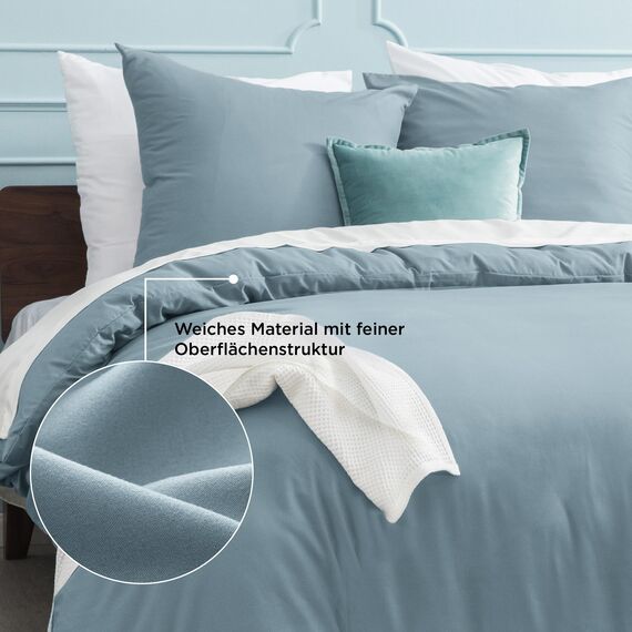 BEDSURE Bettwäsche 135x200 2teilig Mineralblau - 1 Bettbezug 135x200 cm + 1 Kissenbezug 80X80 cm, ÖKO-TEX Bettwäsche-Sets Blau Polyester Mikrofaser mit Reißverschluss