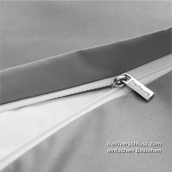 BEDSURE Bettwäsche 135x200 4teilig Grau - 2 Bettbezüge 135x200 cm + 2 Kissenbezüge 80X80 cm, ÖKO-TEX Bettwäsche-Sets Grau Polyester Mikrofaser mit Reißverschluss