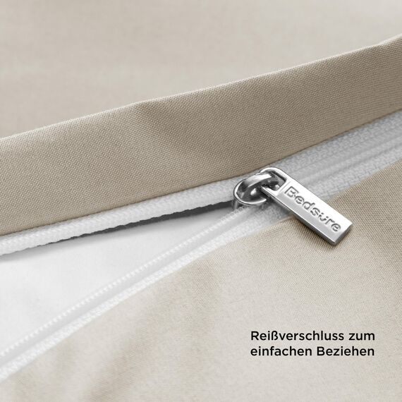 BEDSURE Bettwäsche 135x200 4teilig Leinen - 2 Bettbezüge 135x200 cm + 2 Kissenbezüge 80X80 cm, ÖKO-TEX Bettwäsche-Sets Beige Polyester Mikrofaser mit Reißverschluss