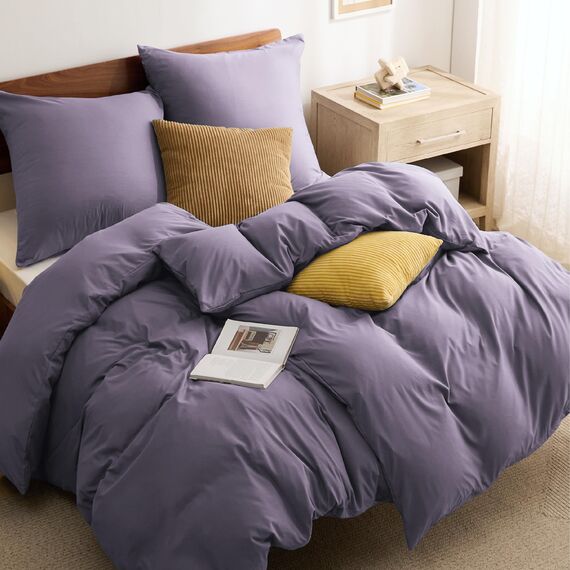 BEDSURE Bettwäsche 135x200 4teilig Grauviolett - 2 Bettbezüge 135x200 cm + 2 Kissenbezüge 80X80 cm, ÖKO-TEX Bettwäsche-Sets Violett Polyester Mikrofaser mit Reißverschluss