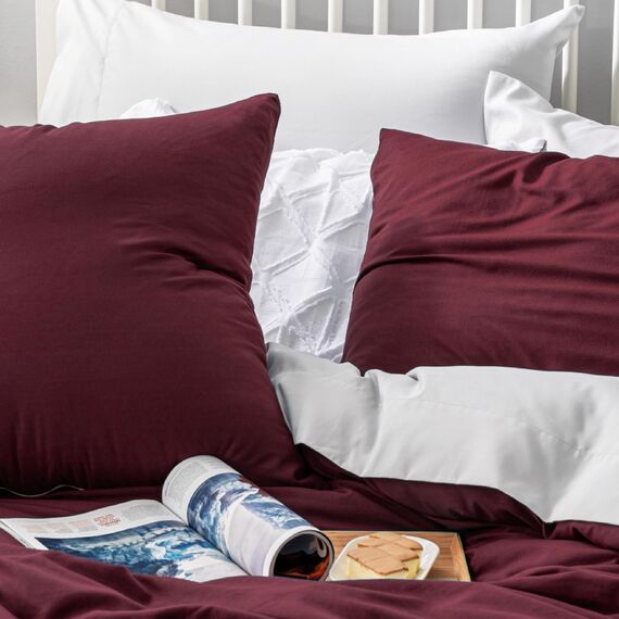 BEDSURE Bettwäsche 155x220 3teilig Weinrot - 1 Bettbezug 155x220 cm + 2 Kissenbezüge 80X80 cm, ÖKO-TEX Bettwäsche-Sets Rot Polyester Mikrofaser mit Reißverschluss