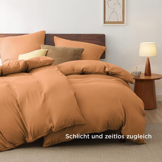 BEDSURE Bettwäsche 135x200 4teilig Orange - 2 Bettbezüge 135x200 cm 2 Kissenbezüge 80X80 cm, ÖKO-TEX Bettwäsche-Sets Gebrannte Orange Polyester Mikrofaser mit Reißverschluss