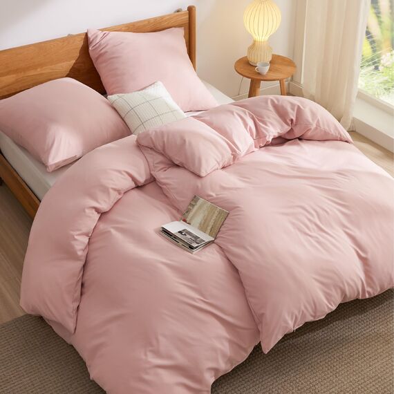 BEDSURE Bettwäsche 135x200 Blasses Erröten - 2 Bettbezüge 135x200 cm 2 Kissenbezüge 80X80 cm, ÖKO-TEX Bettwäsche-Sets Rosa Polyester Mikrofaser mit Reißverschluss