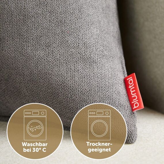 Blumtal 2er Set Kissenbezug 45x45 anthrazit - kuschelige Chenille Kissenbezüge mit verstecktem Reißverschluss, Oekotex Zertifizierte Kissenhülle für Deko-Kissen Sofakissen Polster & Zierkissen