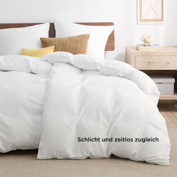 BEDSURE Bettwäsche 135x200 4teilig Weiß - 2 Bettbezüge 135x200 cm + 2 Kissenbezüge 80X80 cm, ÖKO-TEX Bettwäsche-Sets Weiß Polyester Mikrofaser mit Reißverschluss