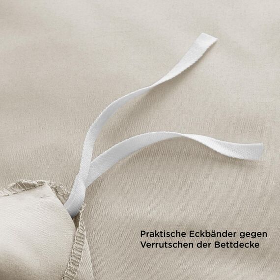 BEDSURE Bettwäsche 135x200 4teilig Leinen - 2 Bettbezüge 135x200 cm + 2 Kissenbezüge 80X80 cm, ÖKO-TEX Bettwäsche-Sets Beige Polyester Mikrofaser mit Reißverschluss