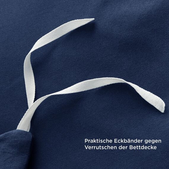 BEDSURE Bettwäsche 200x220 3teilig Marineblau - 1 Bettbezug 200x220 cm + 2 Kissenbezüge 80X80 cm, ÖKO-TEX Bettwäsche-Sets Blau Polyester Mikrofaser mit Reißverschluss