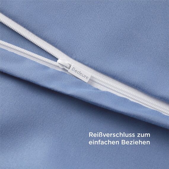 BEDSURE Bettwäsche 135x200 2teilig Schieferblau - 1 Bettbezug 135x200 cm + 1 Kissenbezug 80X80 cm, ÖKO-TEX Bettwäsche-Sets Blau Polyester Mikrofaser mit Reißverschluss