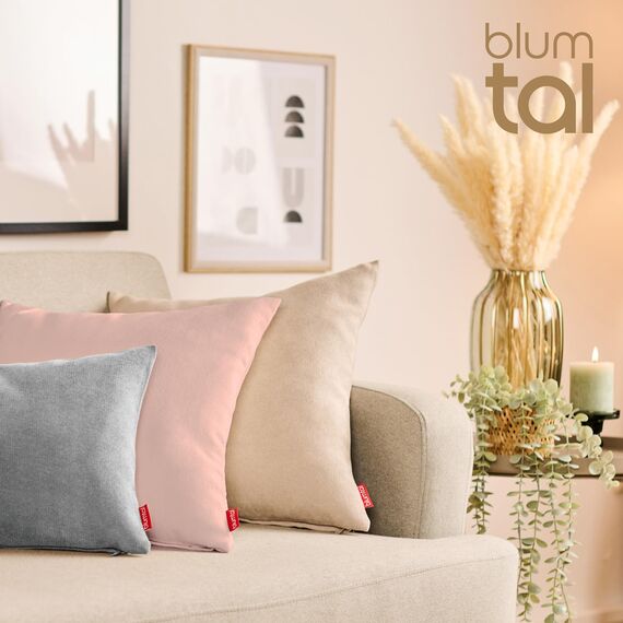 Blumtal 2er Set Kissenbezug 45x45 grau - kuschelige Chenille Kissenbezüge mit verstecktem Reißverschluss, Oekotex Zertifizierte Kissenhülle für Deko-Kissen Sofakissen Polster & Zierkissen