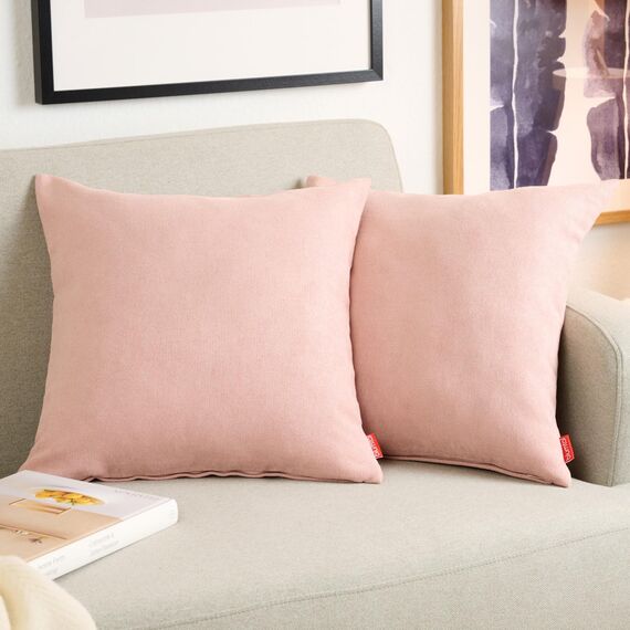 Blumtal 2er Set Kissenbezug 45x45 rosa - kuschelige Chenille Kissenbezüge mit verstecktem Reißverschluss, Oekotex Zertifizierte Kissenhülle für Deko-Kissen Sofakissen Polster & Zierkissen