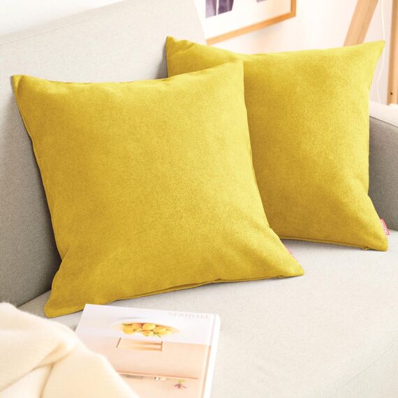 Blumtal Chenille Kissenbezug 30x50 cm im 2er Set - OEKO-TEX zertifizierte Kissenhülle 30x50 cm - Sofakissen 30x50 cm Bezug mit verstecktem Reißverschluss - Kissenhülle für Deko-Kissen in Spicy Mustard