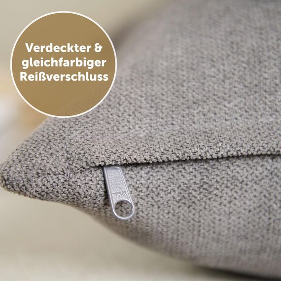 Blumtal 2er Set Kissenbezug 50x50 anthrazit - kuschelige Chenille Kissenbezüge mit verstecktem Reißverschluss, Oekotex Zertifizierte Kissenhülle für Deko-Kissen Sofakissen Polster & Zierkissen