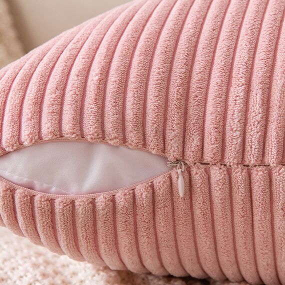 EMEMA Kissenbezug 40x40 cm Kordsamt Kissenbezüge Dekokissen Sofakissen Cord Kissenhülle Zierkissenbezug Kord Dekorative Weiche für Sofa Wohnzimmer Schlafzimmer 2er Set Pfirsich