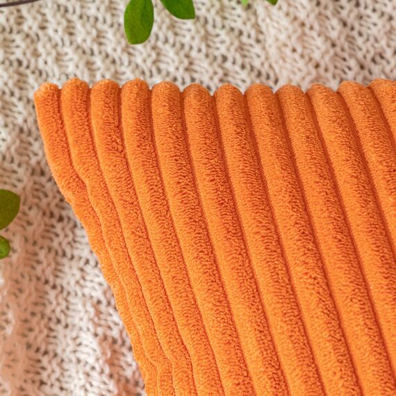 EMEMA Kissenbezug 45x45 cm Herbst Kordsamt Kissenbezüge Dekokissen Sofakissen Cord Kissenhülle Zierkissenbezug Kord Dekorative Weiche für Sofa Wohnzimmer Schlafzimmer 2er Set Orange