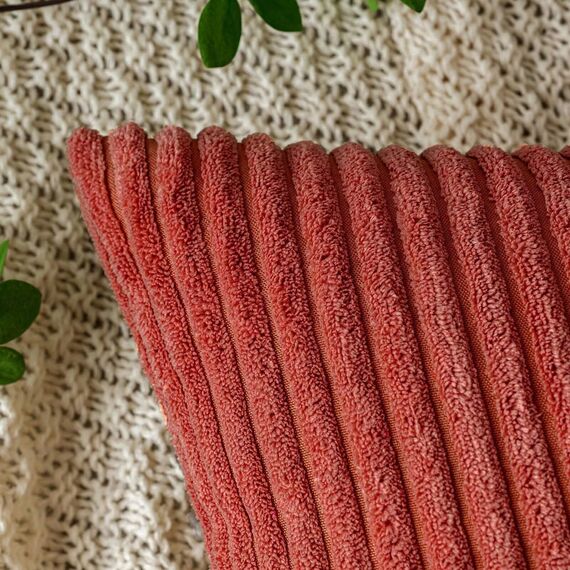 EMEMA Kissenbezug 50x50 cm Herbst Kordsamt Kissenbezüge Dekokissen Sofakissen Cord Kissenhülle Zierkissenbezug Kord Dekorative Weiche für Sofa Wohnzimmer Schlafzimmer 2er Set Karamell