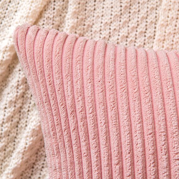 EMEMA Kissenbezug 40x40 cm Kordsamt Kissenbezüge Dekokissen Sofakissen Cord Kissenhülle Zierkissenbezug Kord Dekorative Weiche für Sofa Wohnzimmer Schlafzimmer 2er Set Pfirsich