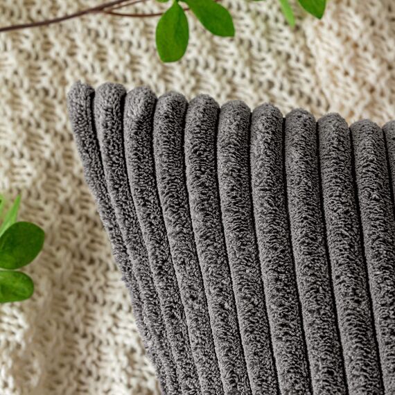 EMEMA Kissenbezug 30x50 cm Kordsamt Kissenbezüge Dekokissen Sofakissen Cord Kissenhülle Zierkissenbezug Kord Dekorative Weiche für Sofa Wohnzimmer Schlafzimmer 2er Set Grau