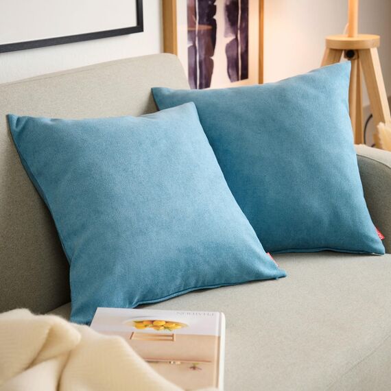 Blumtal 2er Set Kissenbezug 40x60 hellblau - kuschelige Chenille Kissenbezüge mit verstecktem Reißverschluss, Oekotex Zertifizierte Kissenhülle für Deko-Kissen Sofakissen Polster & Zierkissen