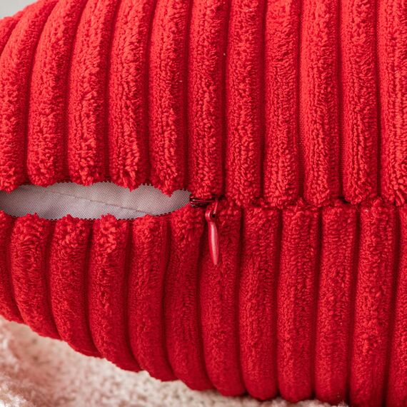 EMEMA Kissenbezug 40x40 cm Weihnachten Kordsamt Kissenbezüge Dekokissen Sofakissen Cord Kissenhülle Zierkissenbezug Kord Dekorative Weiche für Sofa Wohnzimmer Schlafzimmer 2er Set Rot