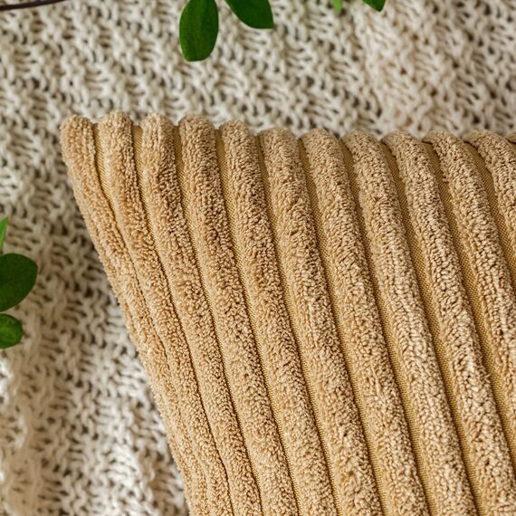 EMEMA Kissenbezug 50x50 cm Kordsamt Kissenbezüge Dekokissen Sofakissen Cord Kissenhülle Zierkissenbezug Kord Dekorative Weiche für Sofa Wohnzimmer Schlafzimmer 2er Set Taupe