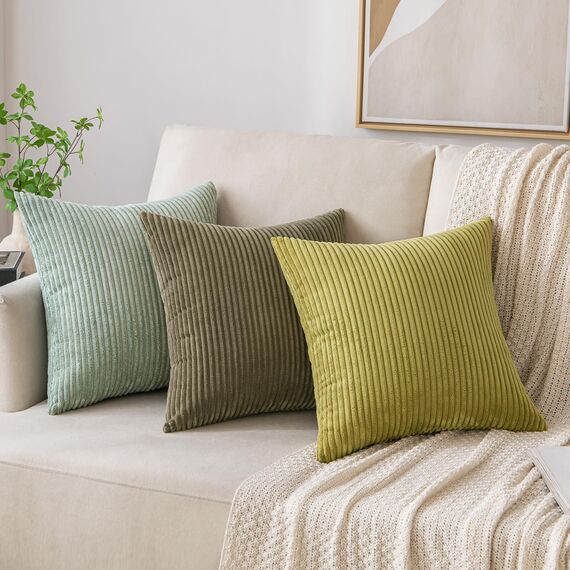 EMEMA Kissenbezug 40x60 cm Kordsamt Kissenbezüge Dekokissen Sofakissen Cord Kissenhülle Zierkissenbezug Kord Dekorative Weiche für Sofa Wohnzimmer Schlafzimmer 2er Set Hellgrün