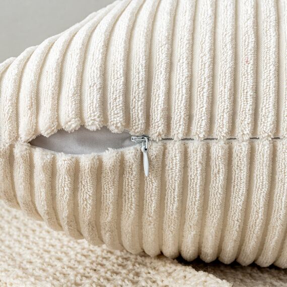 EMEMA Kissenbezug 40x40 cm Weihnachten Kordsamt Kissenbezüge Dekokissen Sofakissen Cord Kissenhülle Zierkissenbezug Kord Dekorative Weiche für Sofa Wohnzimmer Schlafzimmer 2er Set Beige