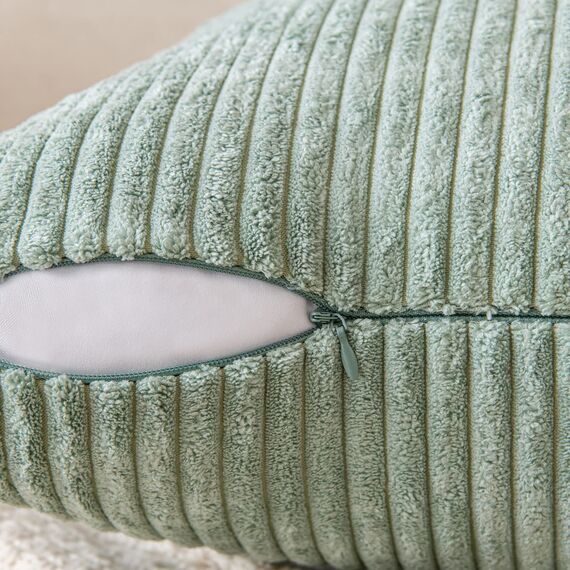 EMEMA Kissenbezug 40x60 cm Kordsamt Kissenbezüge Dekokissen Sofakissen Cord Kissenhülle Zierkissenbezug Kord Dekorative Weiche für Sofa Wohnzimmer Schlafzimmer 2er Set Hellgrün