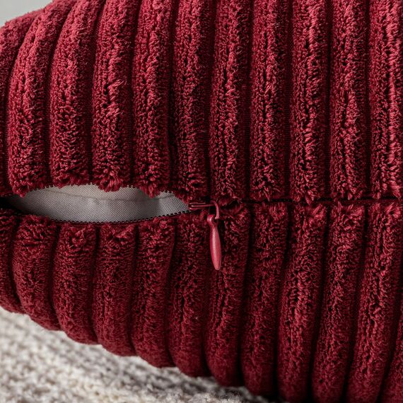 EMEMA Kissenbezug 45x45 cm Weihnachten Kordsamt Kissenbezüge Dekokissen Sofakissen Cord Kissenhülle Zierkissenbezug Kord Dekorative Weiche für Sofa Wohnzimmer Schlafzimmer 2er Set WeinRot