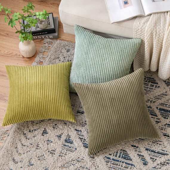 EMEMA Kissenbezug 40x60 cm Kordsamt Kissenbezüge Dekokissen Sofakissen Cord Kissenhülle Zierkissenbezug Kord Dekorative Weiche für Sofa Wohnzimmer Schlafzimmer 2er Set Hellgrün