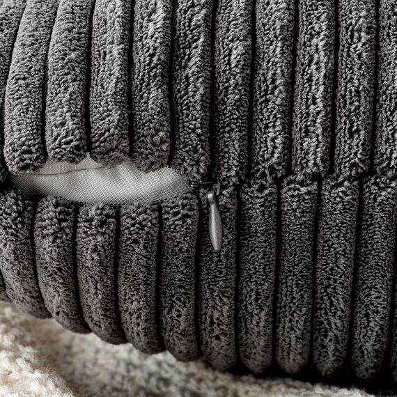 EMEMA Kissenbezug 30x50 cm Kordsamt Kissenbezüge Dekokissen Sofakissen Cord Kissenhülle Zierkissenbezug Kord Dekorative Weiche für Sofa Wohnzimmer Schlafzimmer 2er Set Grau