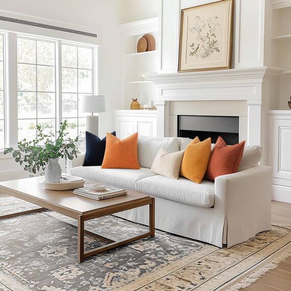 MIULEE 2er Set Kissenbezüge Kord Kissenhülle Dekorative Kissenbezug Sofakissen Couchkissen Dekokissen Zierkissenbezug Deko Kissenhülle mit Verstecktem Reißverschluss 45x45 cm Orange