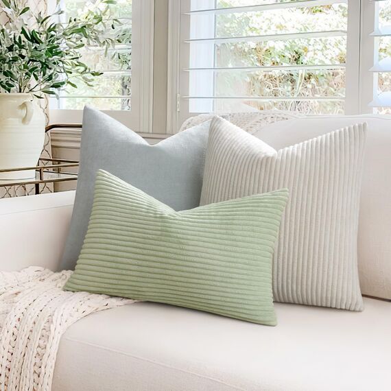 MIULEE 2er Set Kissenbezüge Kordsamt Kissenbezug Zierkissenbezug Dekokissen Sofakissen Kord Kissenhülle Dekorative Zierkissenbezüge Kissen für Sofa Sessel Zuhause Schlafzimmer 40x40cm Pastellgrün