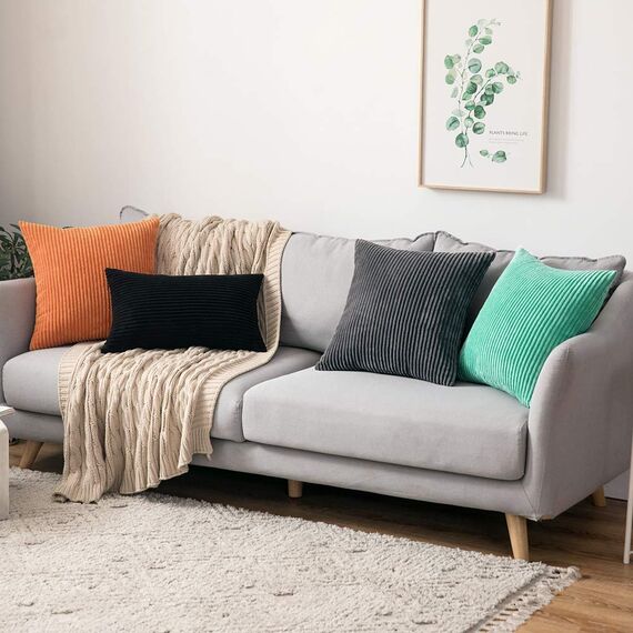 MIULEE 2er Set Kissenbezüge Kord Kissenhülle Dekorative Kissenbezug Sofakissen Couchkissen Dekokissen Zierkissenbezug Deko Kissenhülle mit Verstecktem Reißverschluss 45x45 cm Orange