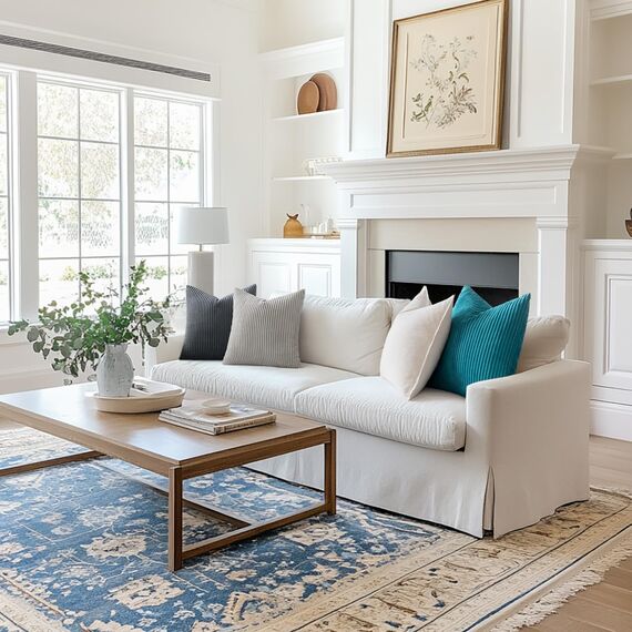 MIULEE 2er Set Kissenbezüge Kord Kissenhülle Dekorative Kissenbezug Sofakissen Couchkissen Dekokissen Zierkissenbezug Deko Kissenhülle mit Verstecktem Reißverschluss 50x50cm 20x20in Blauer See