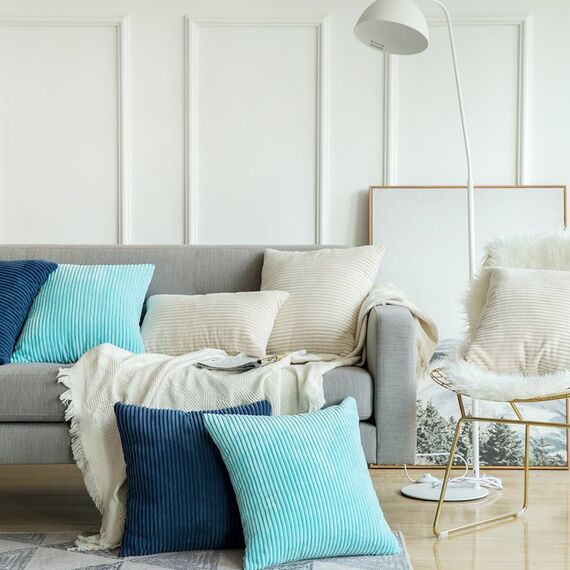 MIULEE 2er Set Kissenbezüge Kord Kissenhülle Dekorative Kissenbezug Sofakissen Couchkissen Dekokissen Zierkissenbezug Deko Kissenhülle mit Verstecktem Reißverschluss 60x60 cm Beige