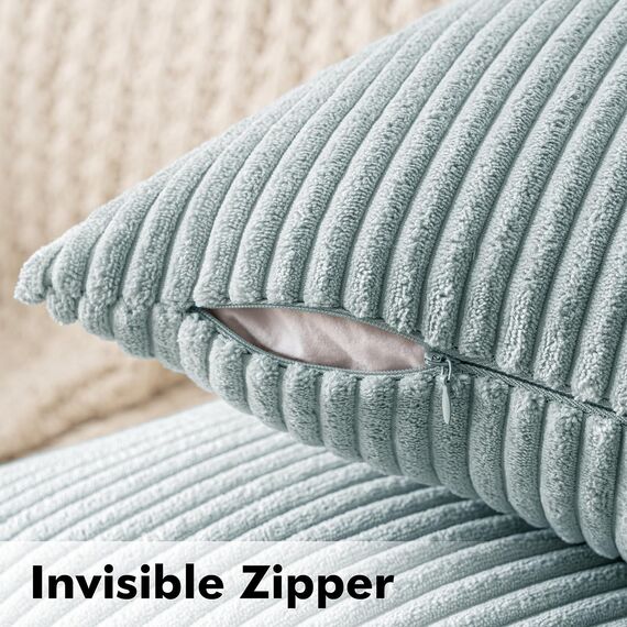 MIULEE 2er Set Kissenbezüge Kord Kissenhülle Dekorative Kissenbezug Sofakissen Couchkissen Dekokissen Zierkissenbezug Deko Kissenhülle mit Verstecktem Reißverschluss 40x40 cm Blauweiß