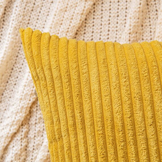 EMEMA Kissenbezug 30x50 cm Herbst Kordsamt Kissenbezüge Dekokissen Sofakissen Cord Kissenhülle Zierkissenbezug Kord Dekorative Weiche für Sofa Wohnzimmer Schlafzimmer 2er Set Strohgelb