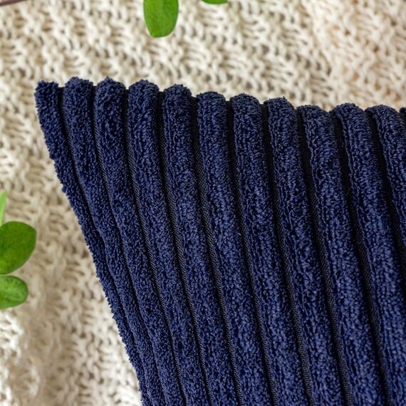 EMEMA Kissenbezug 40x40 cm Kordsamt Kissenbezüge Dekokissen Sofakissen Cord Kissenhülle Zierkissenbezug Kord Dekorative Weiche für Sofa Wohnzimmer Schlafzimmer 2er Set Navy Blau