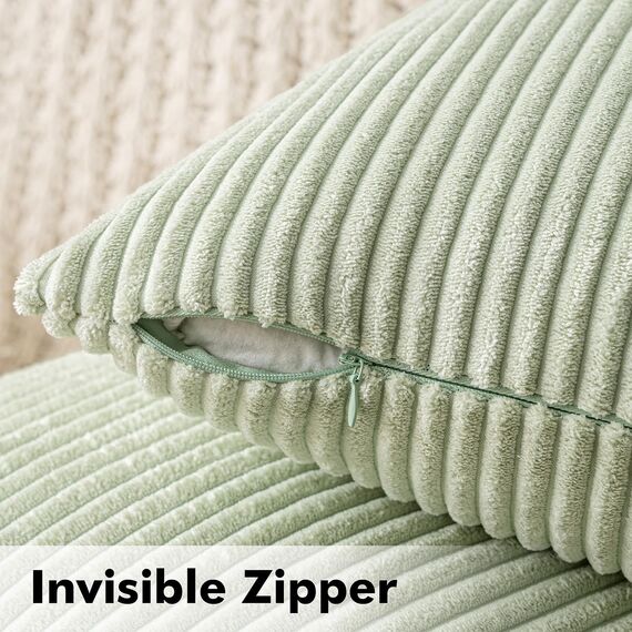MIULEE 2er Set Kissenbezüge Kordsamt Kissenbezug Zierkissenbezug Dekokissen Sofakissen Kord Kissenhülle Dekorative Zierkissenbezüge Kissen für Sofa Sessel Zuhause Schlafzimmer 40x40cm Pastellgrün