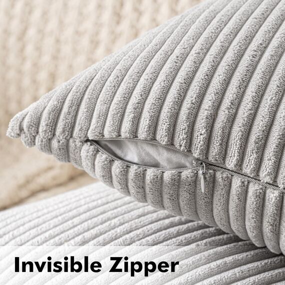 MIULEE Kissenbezüge Kordsamt Kissenbezug Zierkissenbezug Dekokissen Sofakissen Kord 2er Set Kissenhülle Dekorative Zierkissenbezüge Kissen für Sofa Couch Zuhause Wohnzimmer 40x80 cm Hellgrau