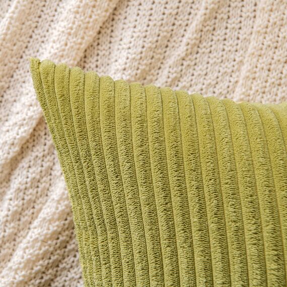 EMEMA Kissenbezug 40x40 cm Kordsamt Kissenbezüge Dekokissen Sofakissen Cord Kissenhülle Zierkissenbezug Kord Dekorative Weiche für Sofa Wohnzimmer Schlafzimmer 2er Set Grasgrün